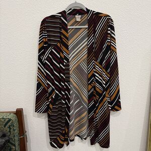 Chico's Multicolor Mixed Stripe Longline Slinky Knit Cardigan Sz 1 -Travel